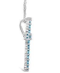 Swiss Blue Topaz (2-3/8 ct. t.w.) Cross Pendant Necklace in Sterling Silver