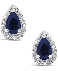 Sapphire (9/10 ct. t.w.) and Diamond Accent Stud Earrings Sterling Silver (Also Ruby)