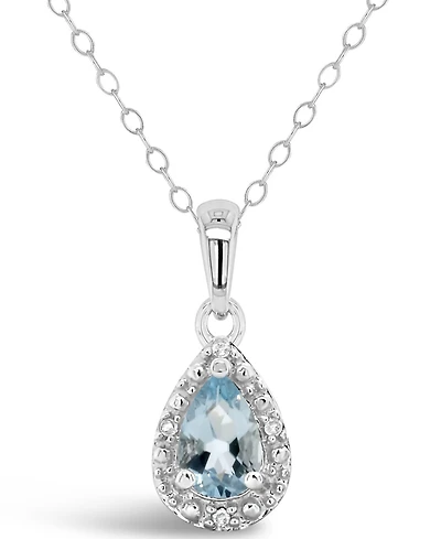Gemstone and Diamond Accent Pendant Necklace Sterling Silver