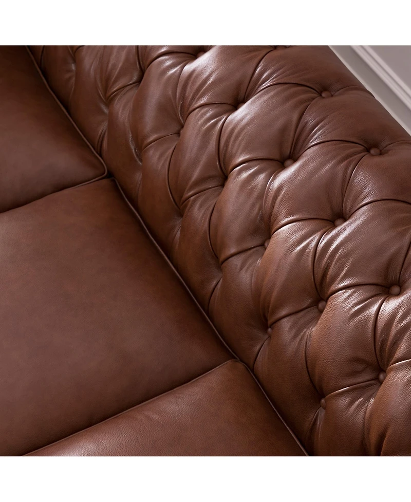 Alexandon Leather Chesterfield Tufted Sofa with Roll Arm