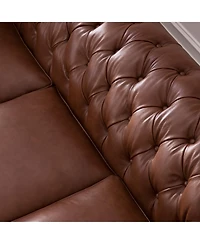 Alexandon Leather Chesterfield Tufted Sofa with Roll Arm
