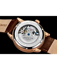 Stuhrling Men's Brown Leather Strap Watch 49mm