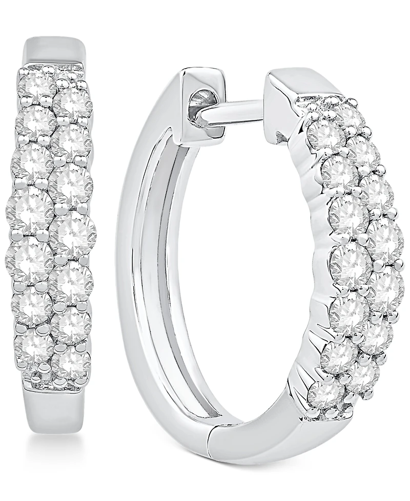 Diamond Two-Row Hoop Earrings in 14k White Gold (1/2 ct. t.w.)