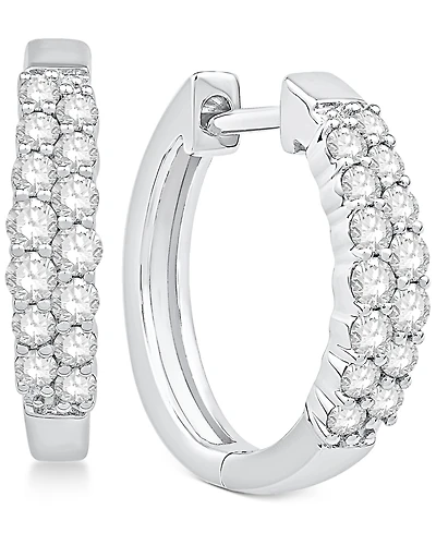 Diamond Two-Row Hoop Earrings in 14k White Gold (1/2 ct. t.w.)