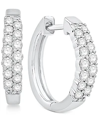 Diamond Two-Row Hoop Earrings in 14k White Gold (1/2 ct. t.w.)