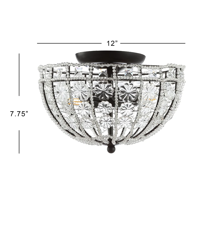 Billie 12" Crystal Flower, Acrylic Led Semi-Flush Mount