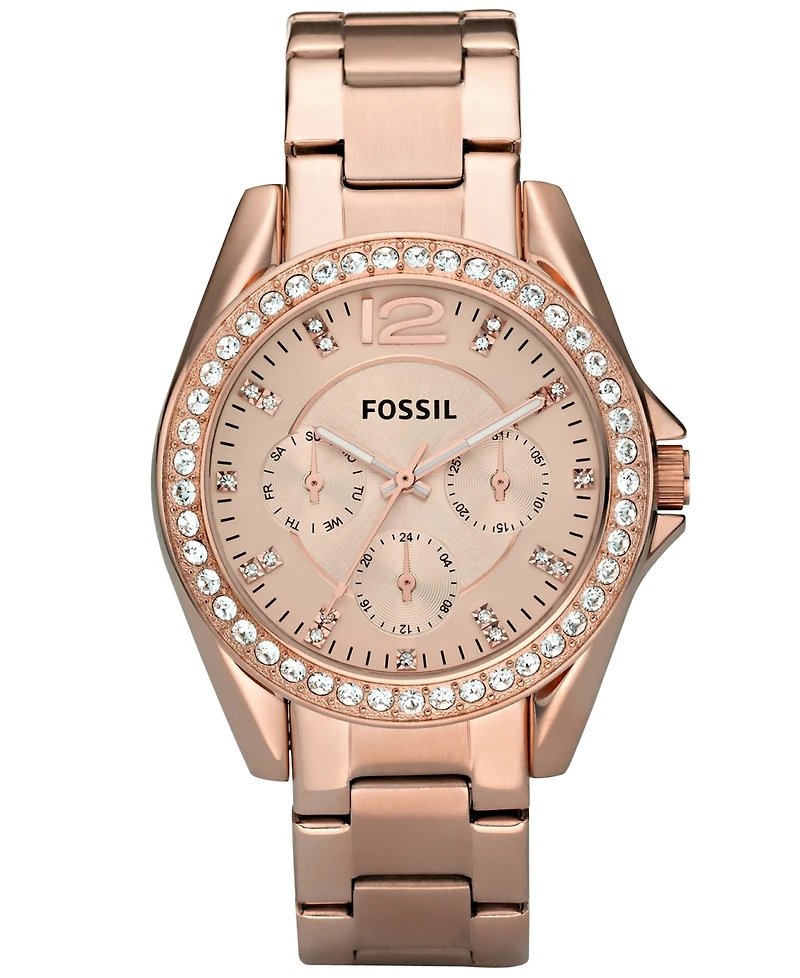 Fossil Women's Riley Rose Gold Plated Stainless Steel Bracelet Watch 38mm