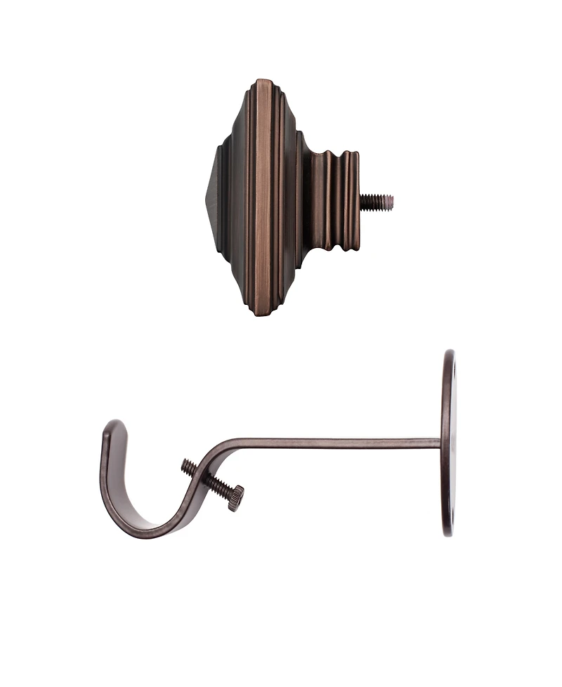 Elrene Home Fashions Florence 1" Diameter Adjustable Curtain Rod Set with Decorative Square Finials