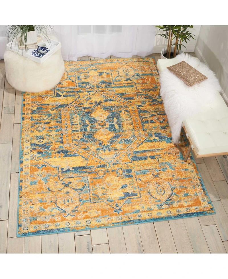 Long Street Looms Zeal ZEA07 Teal, Maize 3'9" x 5'9" Area Rug