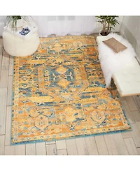 Long Street Looms Zeal ZEA07 Teal, Maize 3'9" x 5'9" Area Rug