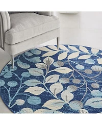 Long Street Looms Peace PEA03 Navy 5'3" Round Area Rug