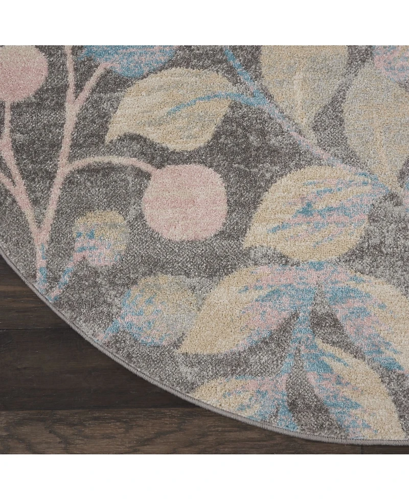 Long Street Looms Peace PEA03 Gray 5'3" Round Area Rug