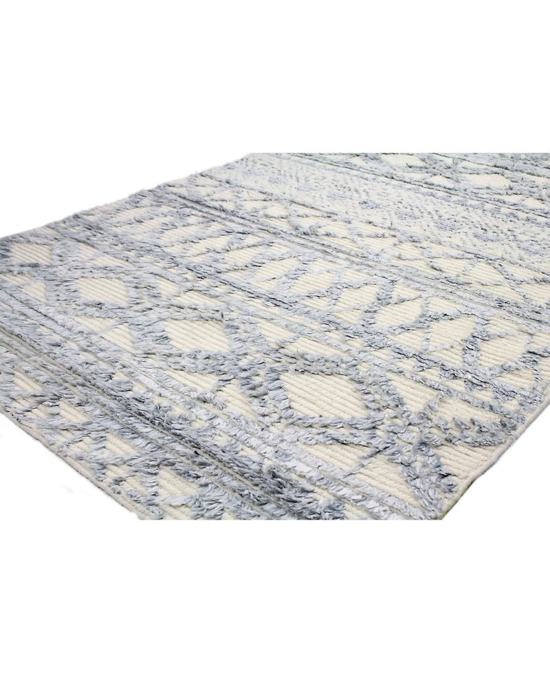 Closeout! Bashian Natural Wool M133 Ivory and Blue 3'6" x 5'6" Area Rug