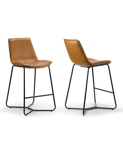 Glamour Home Set of 2 Amery Iron Frame Vintage-like Counter Stool