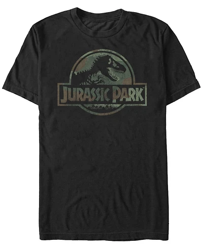 Fifth Sun Jurassic Park Men's Camo Fossil Logo Short Sleeve T-Shirt