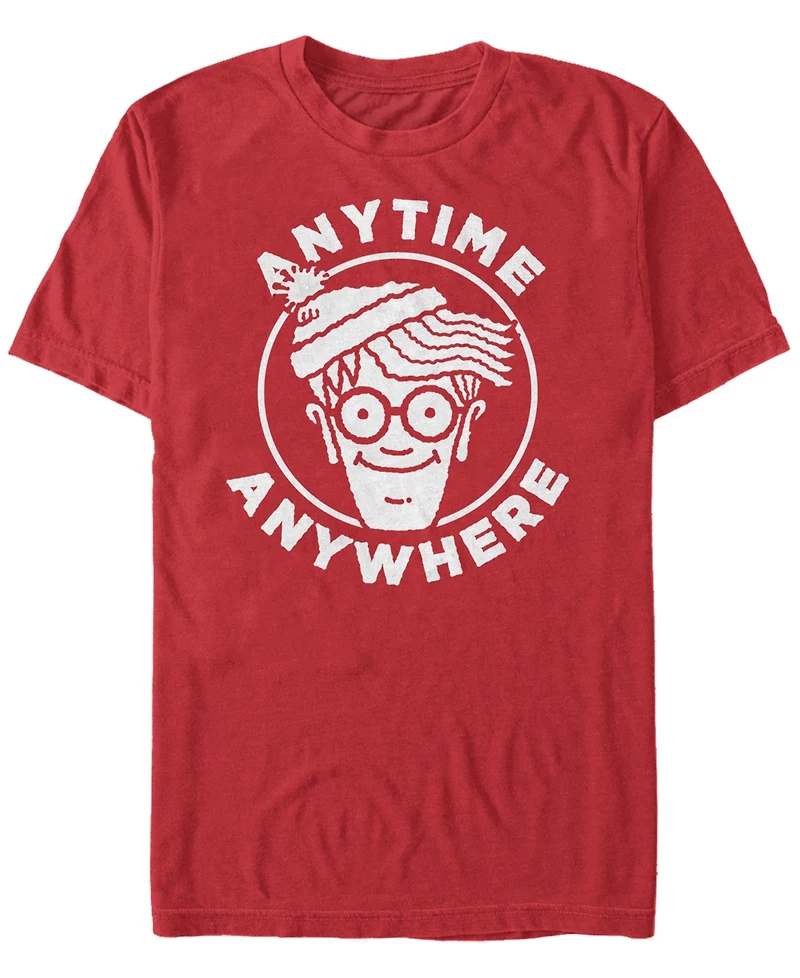 Fifth Sun Where's Waldo Men's Anytime Anywhere Big Face Logo Short Sleeve T-Shirt