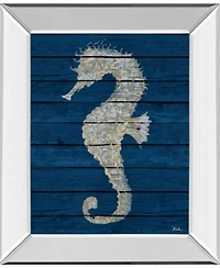 Classy Art Antique Seahorse On Blue By Patricia Pinto Mirror Framed Print Wall Art Collection