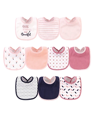 Hudson Baby Girls Cotton and Polyester Bibs