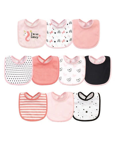 Hudson Baby Girls Cotton and Polyester Bibs