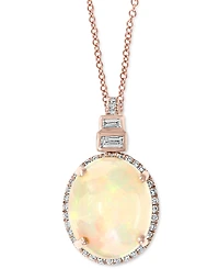 Effy Opal (3-1/6 ct. t.w.) & Diamond (1/6 ct. t.w.) 18" Pendant Necklace in 14k Rose Gold