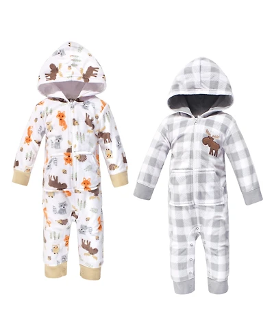 Hudson Baby Boys Fleece Jumpsuits, Coveralls, and Playsuits 2pk, Forest Moose, 18-24 Months