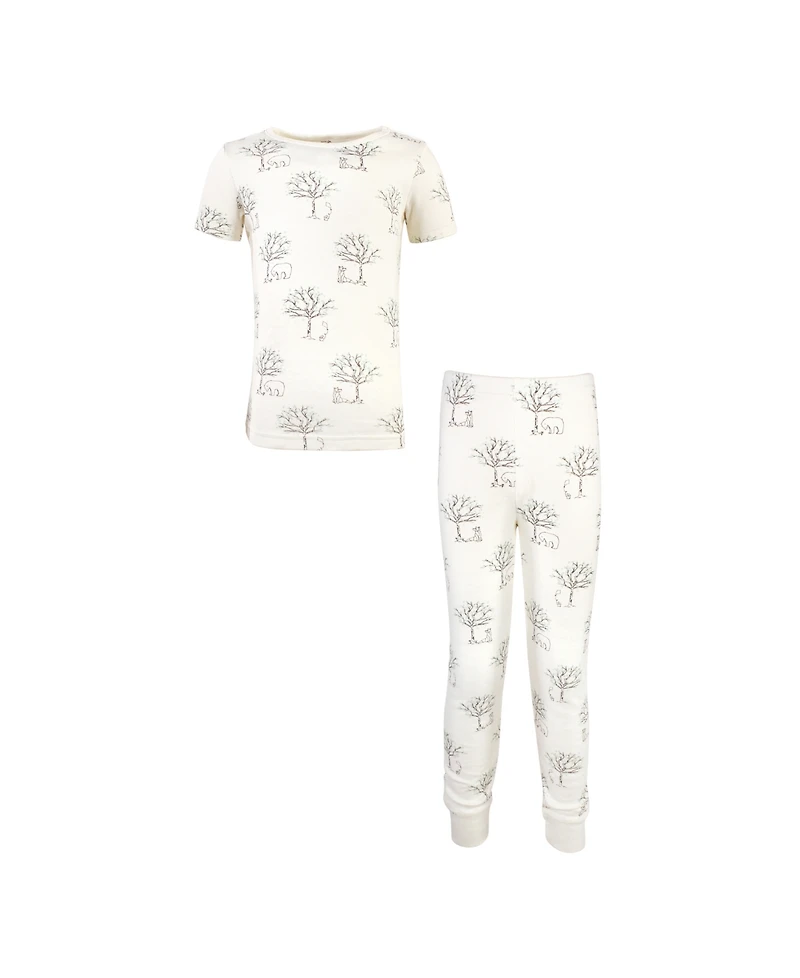 Touched by Nature Toddler Boys Unisex Cotton Tight-Fit Pajama Set, Woodland, 3