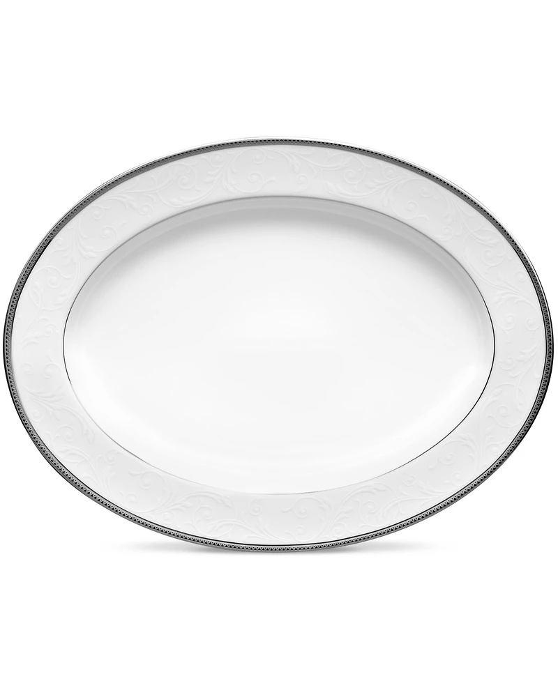 Noritake Regina Platinum Medium Oval Platter 14"