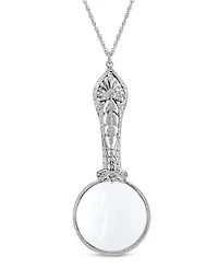 2028 Gold Tone Round Ornate Crystal Magnifying Glass 30" Necklace