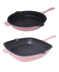 BergHOFF Neo 2pc Cast Iron 10" Fry Pan & 11" Grill Pan Cookware Set