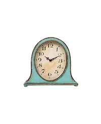 Decorative Metal Mantel Clock, Aqua Blue