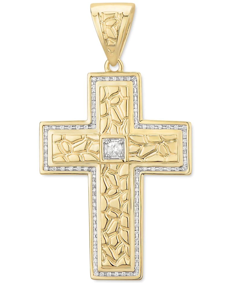 Diamond Textured Cross Pendant (1/2 ct. t.w.) in 10k Gold