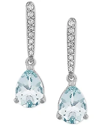 Aquamarine (1-1/5 ct. t.w.) & Diamond (1/10 ct. t.w.) Drop Earrings in 14k White Gold