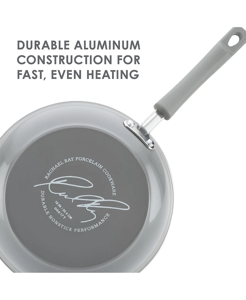 Rachael Ray Classic Brights Hard Enamel Aluminum Nonstick Cookware Set, 14-Piece