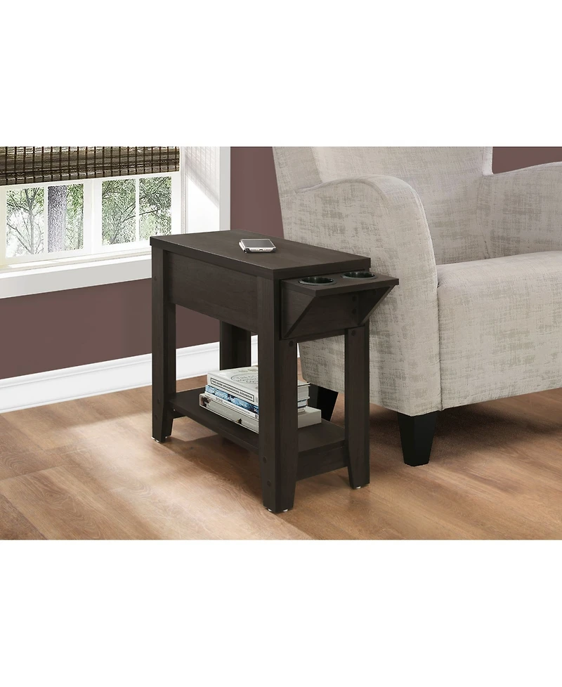 Monarch Specialties Accent Table - 23" H Cappuccino with A Glass Holder