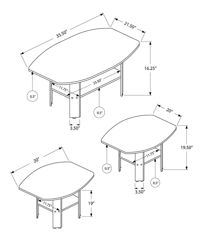 Monarch Specialties Table Set - 3 Piece Set