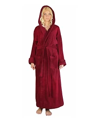 Arus Women's Ankle Length Hooded Low Twist Soft Turkish Cotton Bathrobe