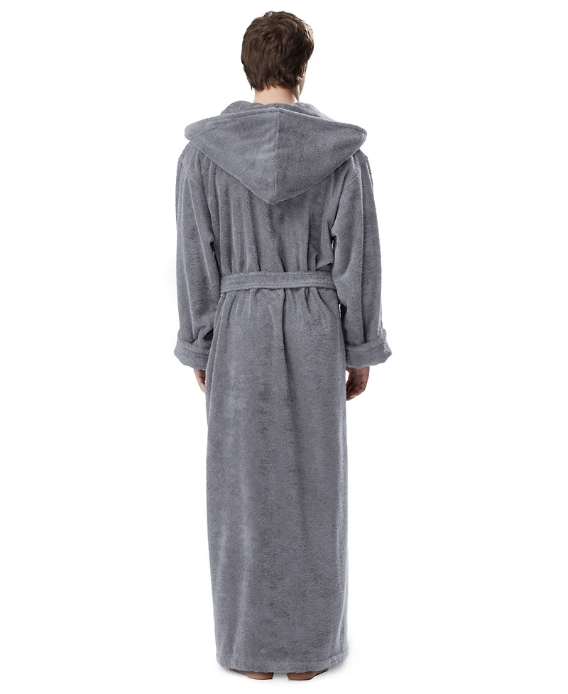 Arus Men's Thick Full Ankle Length Hooded Turkish Cotton Bathrobe