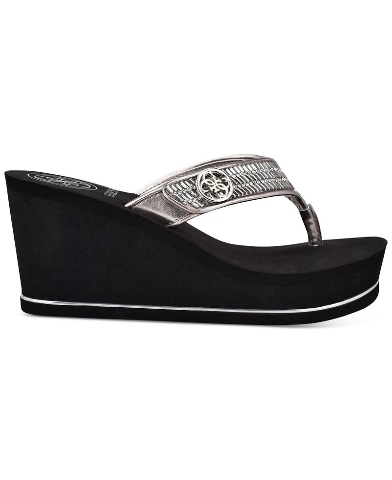 Guess Women's Sarraly Eva Logo Wedge Sandals