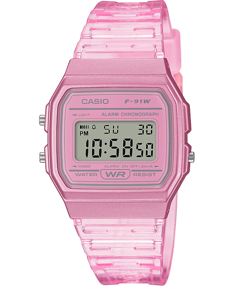 Casio Unisex Digital Pink Jelly Strap Watch 35.2mm
