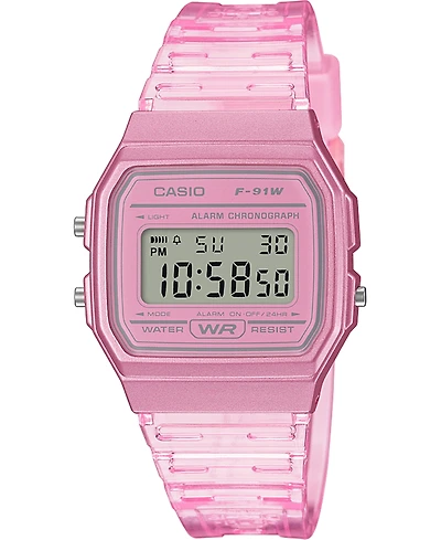 Casio Unisex Digital Pink Jelly Strap Watch 35.2mm