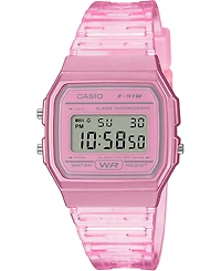 Casio Unisex Digital Pink Jelly Strap Watch 35.2mm