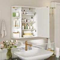 Gymax Bathroom White finish Multipurpose Mount Wall Surface Storage Cabinet Mirror