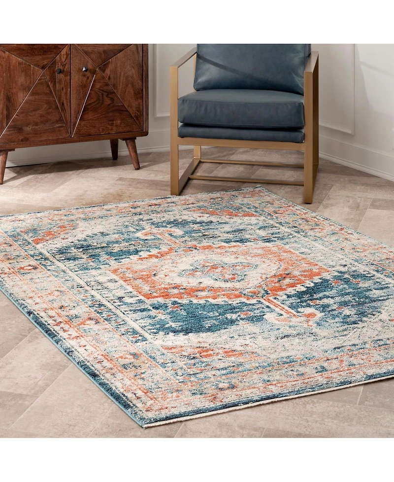 nuLoom Delicate Derya Persian Vintage-Inspired Blue 5'3" x 7'3" Area Rug