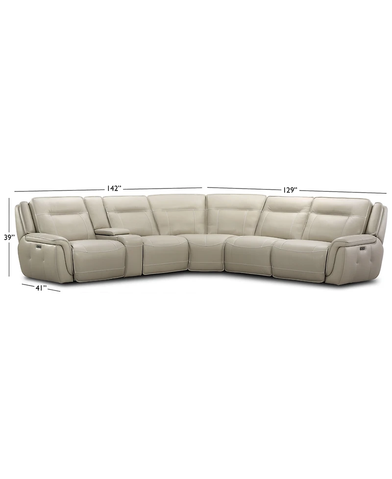 Lenardo 6-Pc. Leather Sectional with Power Recliners and Console