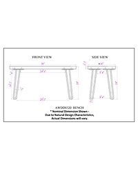 Alaterre Furniture Hairpin Natural Live Edge Bench with Coat Hook Set