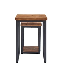 Alaterre Furniture Claremont Rustic Wood Nesting End Tables Set