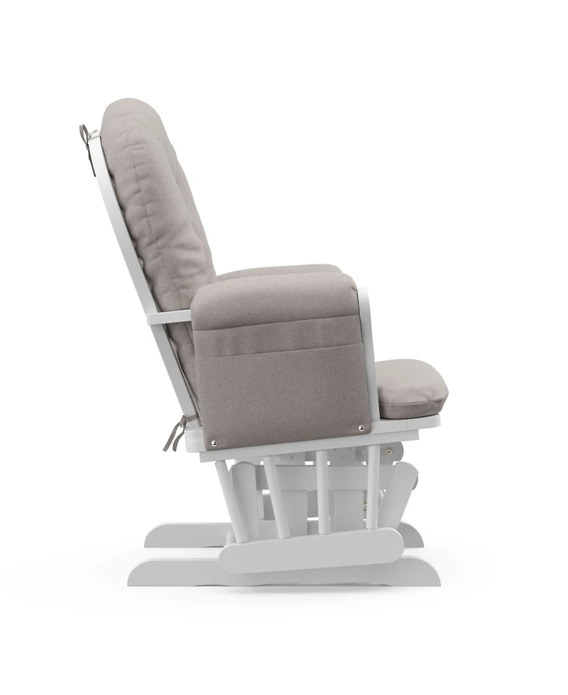 Storkcraft Hoop Glider and Ottoman - White with Pink