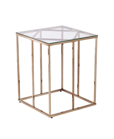 Southern Enterprises Imogen Contemporary End Table with Glass Top