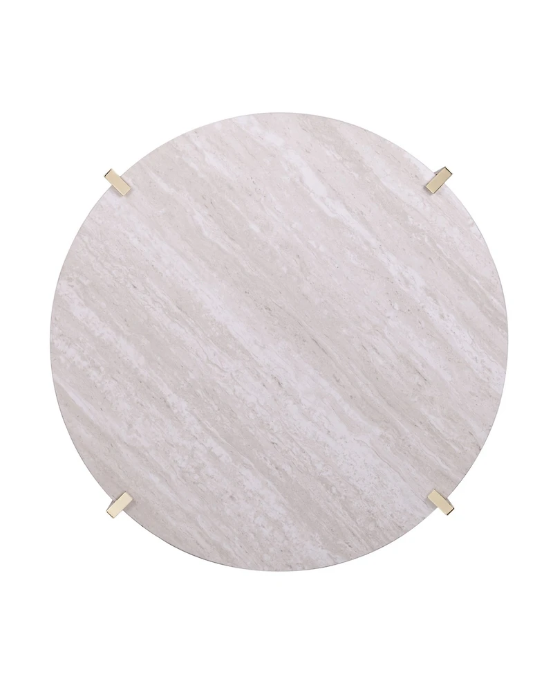 Southern Enterprises Valera Round Faux Marble Cocktail Table