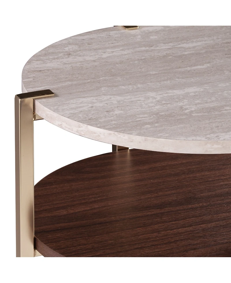 Southern Enterprises Valera Round End Table with Faux Marble Top